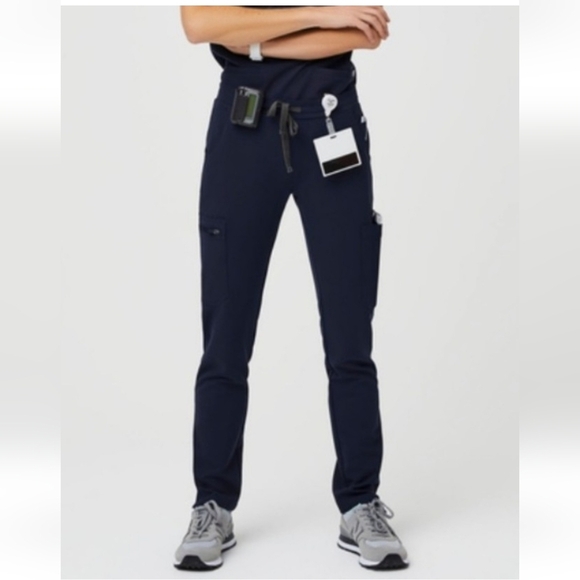 Figs Navy Yola With Yoga HighWaisted Waistband Skinny Scrub Pants Sz XXS NEW - Picture 1 of 16